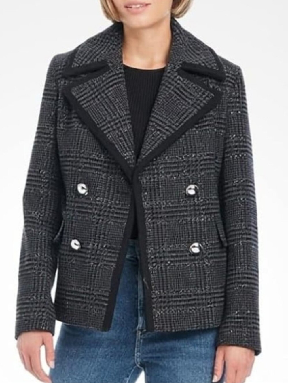Kate Spade Sparkle Plaid Peacoat